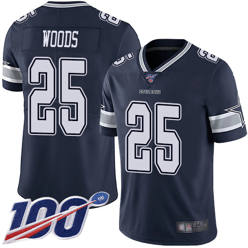 Men Dallas Cowboys Limited Navy Blue Xavier Woods Home #25 100th Season Vapor Untouchable NFL Jersey->women nfl jersey->Women Jersey